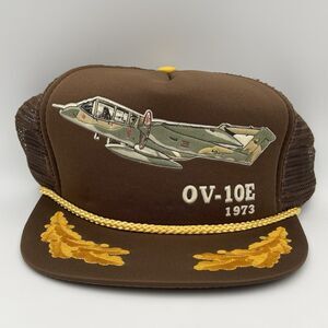 Vintage OV-10E 1973 Rockwell Bronco Military Aircraft Snapback Trucker Hat - NOS